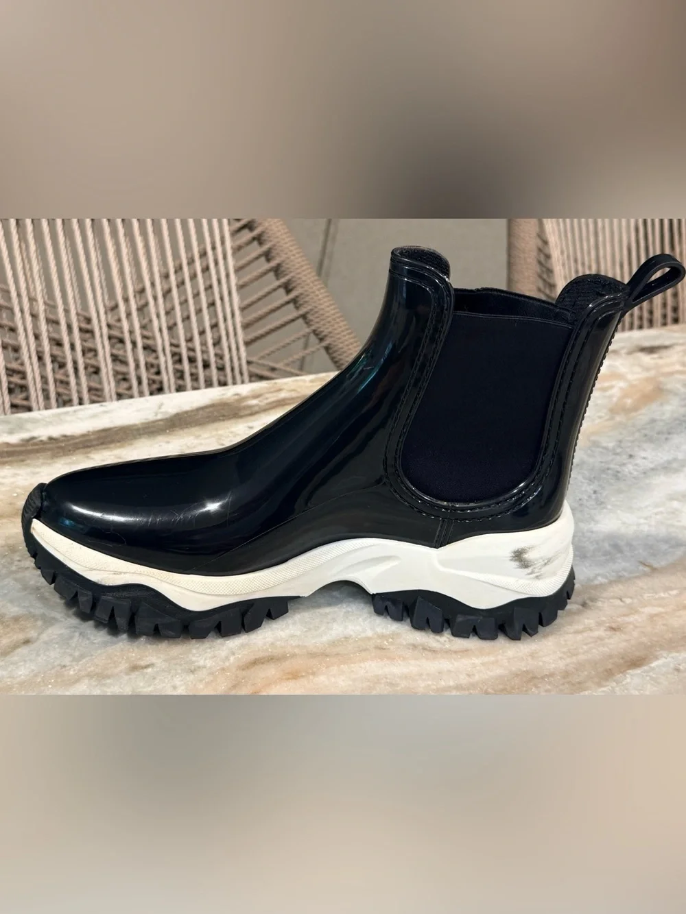 Women’s LEMON JELLY Jayden black vegan ankle rain boots- Size 41
